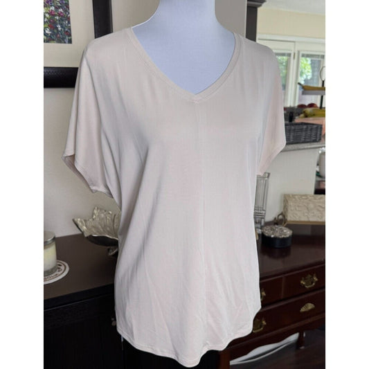 32 Degrees Cool Top Sz L NWT Tan Soft Luxe Short Sleeve V-Neck