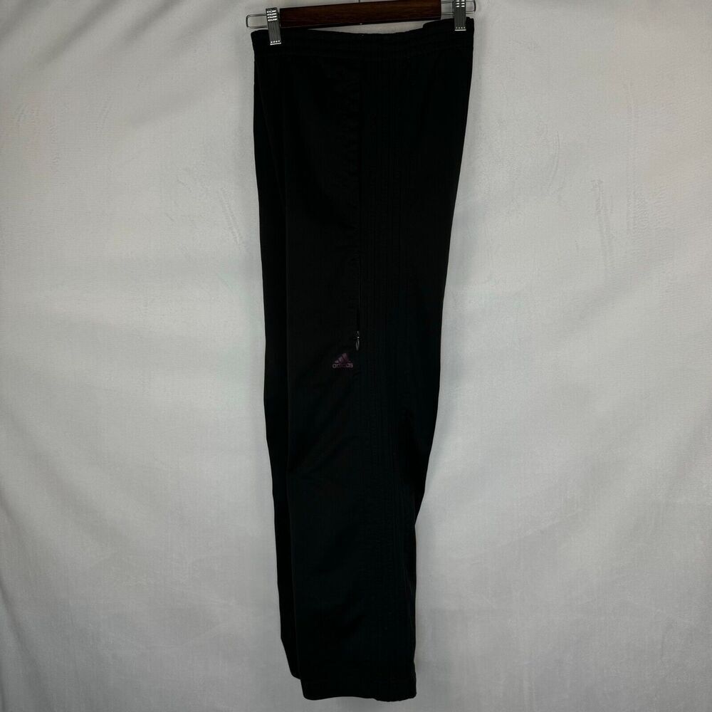Adidas Track Sweatpants Men Sz M Solid Black 3 Stripes Each Side Basketball