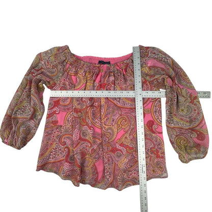 Tommy Hilfiger Women's Blouse Sz M Chiffon Lined Paisley Long Sleeves