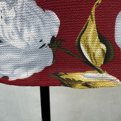 Fun2Fun Women Top Sz XS Burgundy Big Flowers Splitneck Cap Sleeves