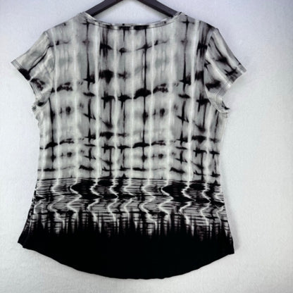 Simply Vera Top Women Sz Medium tee shirt, short sleeve, tie dye, black brown