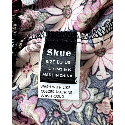 Skue Women Short Sz L Paperbag Black Short Floral Print High Rise