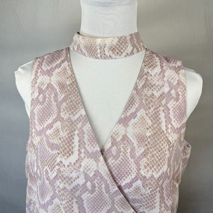 White House Black Market Top Sz 4 Pink Faux Wrap Front Tie V-Neck Elastic Waist