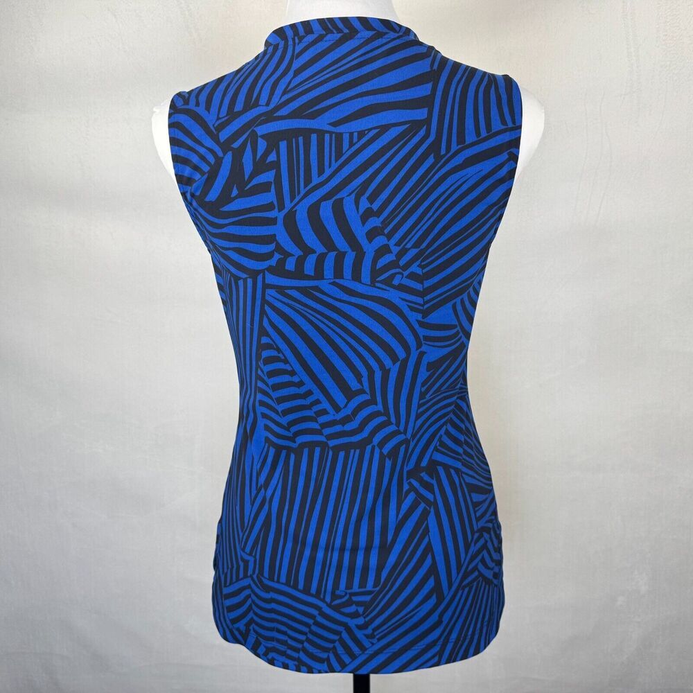 Banana Republic Women Top Sz XS Black Blue Sleeveless Stretch V-Neck