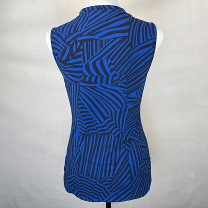 Banana Republic Women Top Sz XS Black Blue Sleeveless Stretch V-Neck