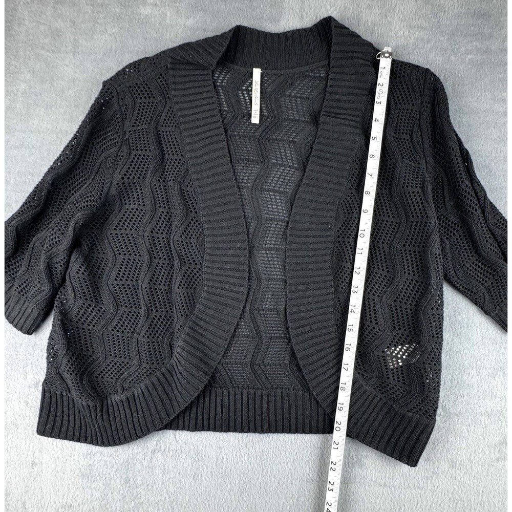 Leo & Nicole Top Sz XXL Women Black Open Knit Cardigan 3/4 sleeves