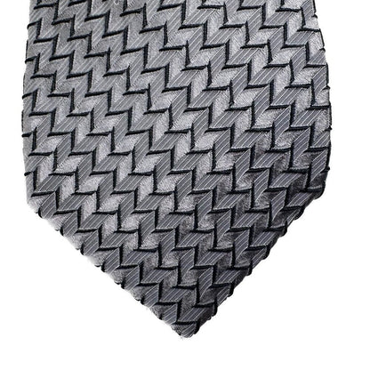 Bugatchi Uomo Tie Necktie Gray Black Luxury 100% Silk Made In Italy 58"x3.5"