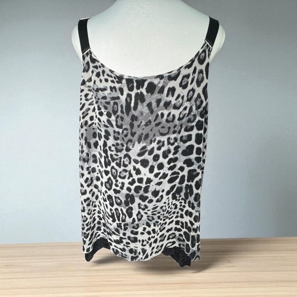 Lane Bryant Tank Top Sz 26 Leopard Print Lace Layered Flowy Scoop Neck