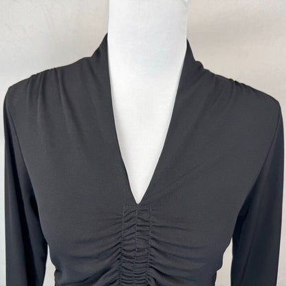 Alfani Women Blouse Sz M Long Sleeve V-Neck Ruched Front