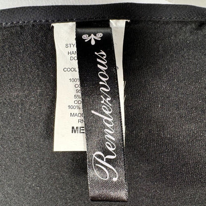 Rendezvous Blouse Sz M Sleeveless Beige Taupe Front Contrast Trim Black