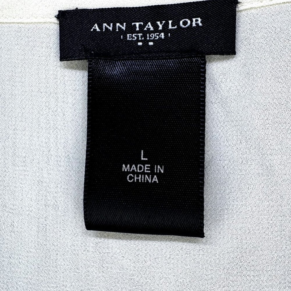 Camiseta sin mangas Ann Taylor de encaje de ganchillo color crema, cuello en U, talla G
