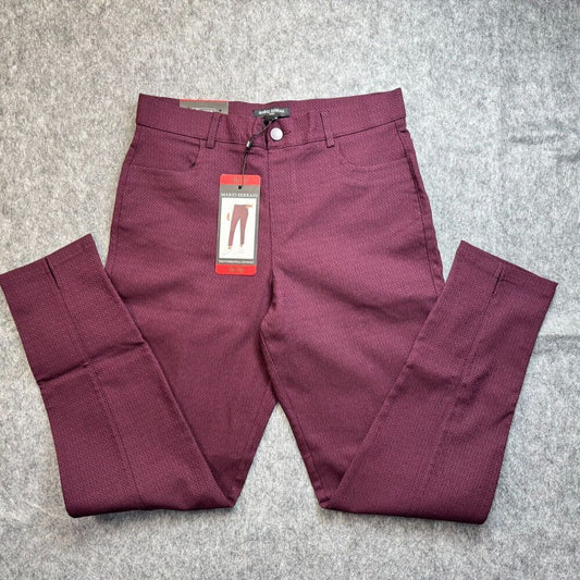Mario Serrani Ladies Sz M Burgundy Textured Pull-On Stretch Pant NWT B2069