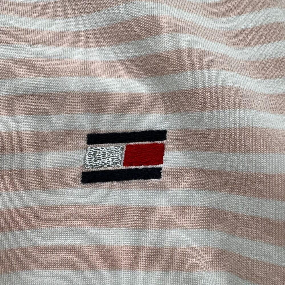 Tommy Hilfiger Sport Sz S Long Sleeve Boat Neck Banded Waistline Pink Stripe