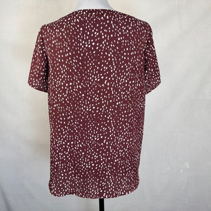 Banana Republic Women Petite Maroon Top Sz SP Boat Neck Short Sleeve