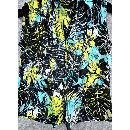 Style & Co Women Crinkle Top Blouse Sheer Collar Button Down Ruffle Size 4P