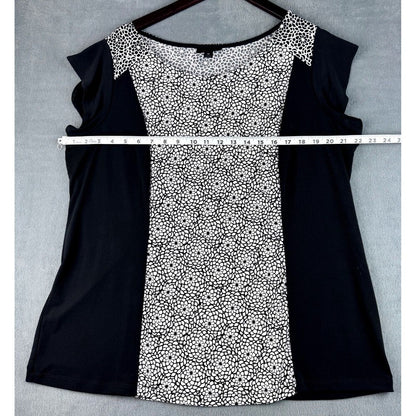 Worthington Women Black and White print Short Sleeve Top - Size 1X