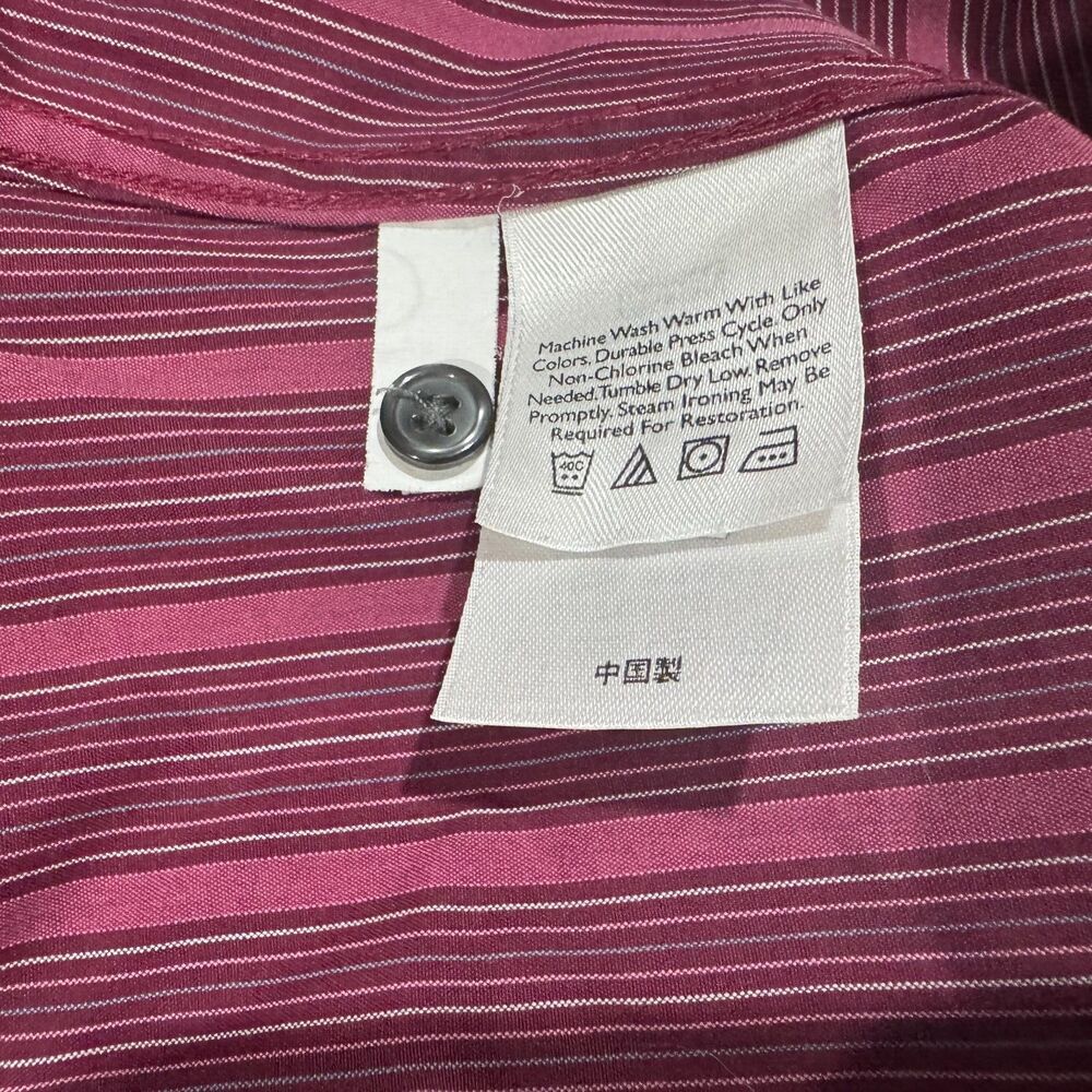 Camisa de mujer Eddie Bauer talla XL, rosa a rayas, manga larga, con botones
