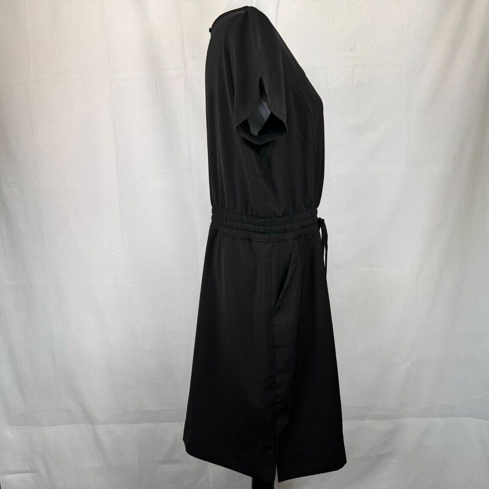 32 Degrees Ladies Dress Sz M Black Twill Short Sleeves Clinched Waist 2 pockets