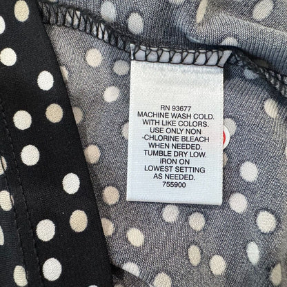 Liz Claiborne Top Sz 2X Black Beige White Polka Dot Long Sleeve Round Neckline