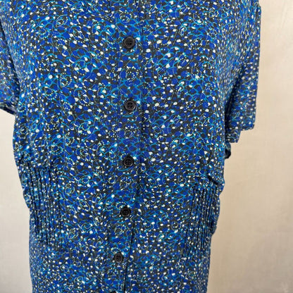 Style&Co Woman Blouse Sz 20W Floral Peplum Pleated Short Sleeve Button Up Lined