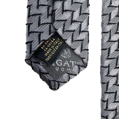 Bugatchi Uomo Tie Necktie Gray Black Luxury 100% Silk Made In Italy 58"x3.5"