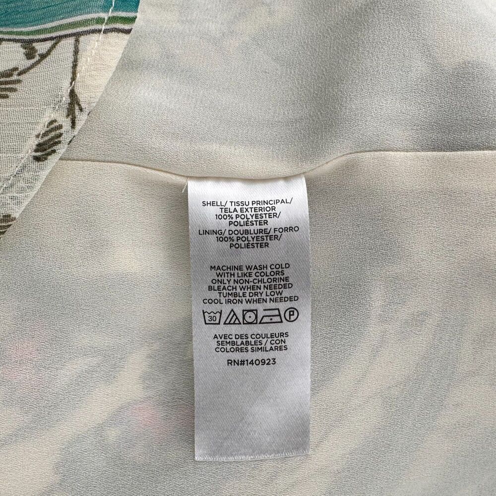 LOFT Sz S Ivory Sleeveless Lined Floral Ruffle Neck Sheer Tank Top