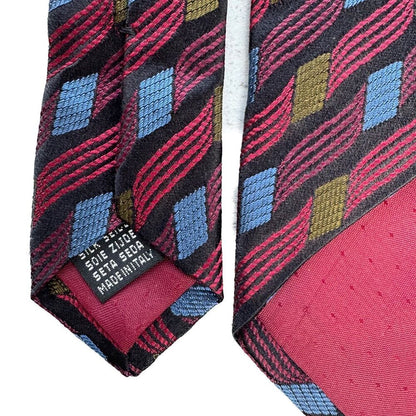 Emilio Romano Red Blue Green Abstract 100% Italian Silk Necktie