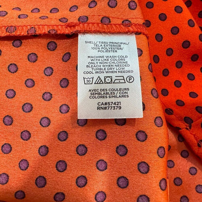 Ann Taylor Top Sz XXSP Orange Polka Dot Side Ruche and Tie Boat Neck Sleeveless
