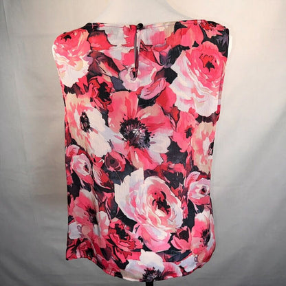 Kasper Top Sz PL Silky Satin Floral Blouse Scoop neck Sleeveless