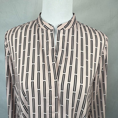 Ann Taylor Women Sz XXS Peplum Pink Silky Blouse Long Cuffed Sleeve Side Slits