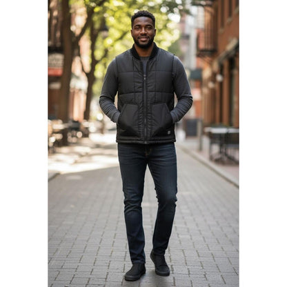 Weatherproof Vintage Men Medium Black Puffer Vest Fleece Lined Zip Pockets NWT