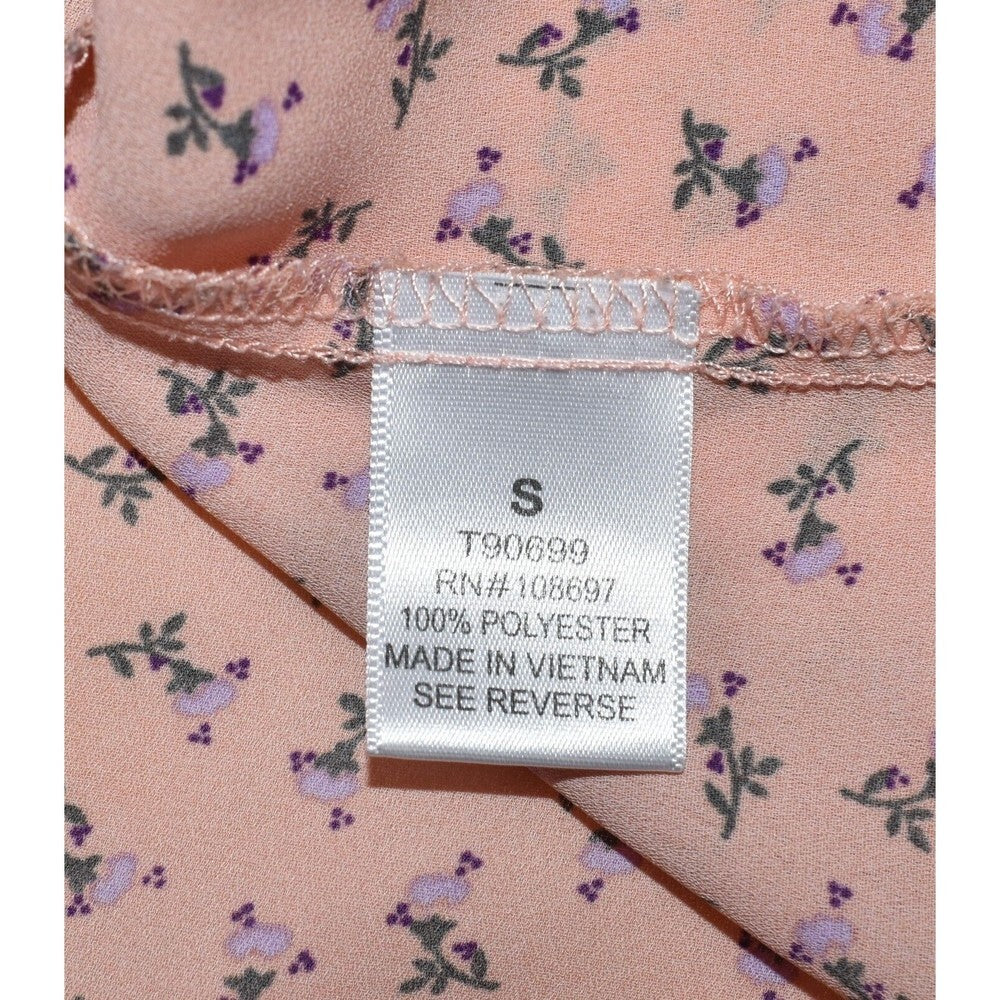 Sweet Rain Top Peach and purple flowers - Sleeveless Blouse - Size S