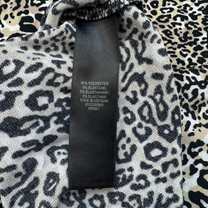 Adrianna Papell Top Sz 1X  Round Neck Tie Front Stretch Animal Print Brown
