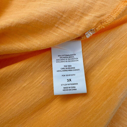 Rewind Top Sz 3X Orange Crochet Trim Boat Neck Front Knot Short Sleeved