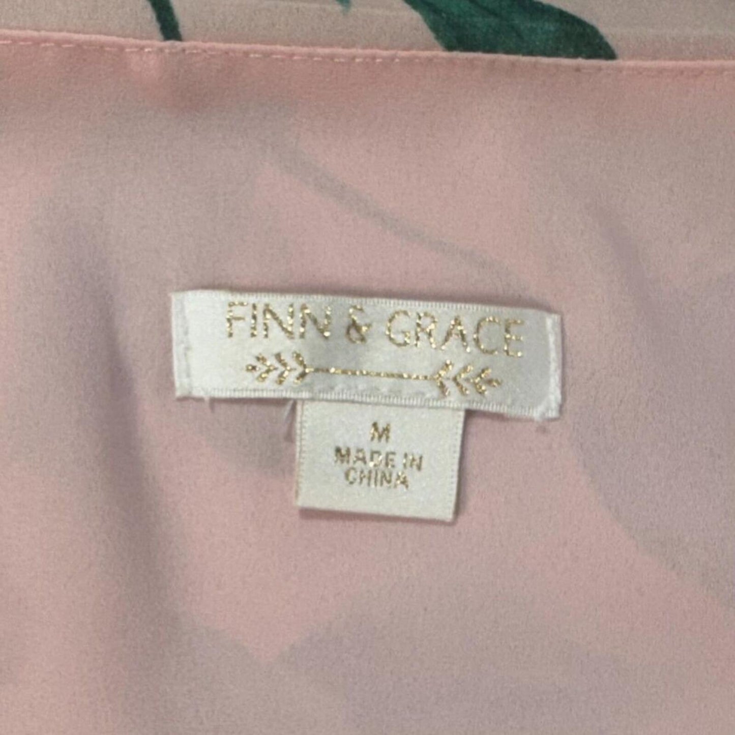 Finn & Grace Women Sz M Top Layered Pink Floral Birds Print VNeck Sleeveless
