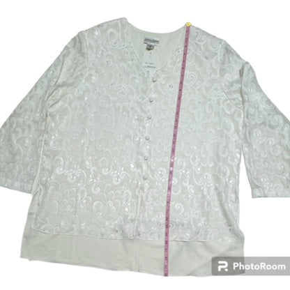Ilyssa Maxx Long Sleeve Blouse: Cream Tops - Women's Size 3X