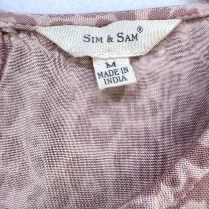 Sim & Sam Dusty pink top n darker pink print Puff Sleeve, Women's Size M