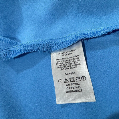 LOFT  Sz XS Yoke Top Blue Boat Neck Sleeveless Pullover Keyhole Flare Sleeves