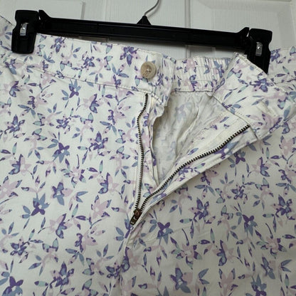 Jachs Girlfriend Women Sz XXL Shorts White Floral Chino Printed Midrise