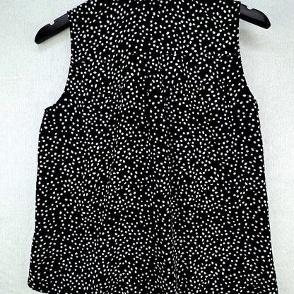 Divided H&M Blouse Women Size 6 collar button down sleeveless Black White spots