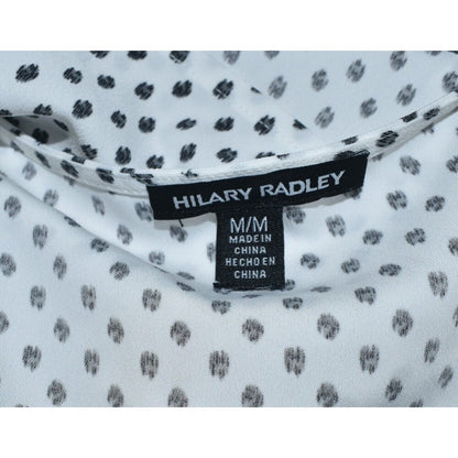 Hilary Radley Top Sz M Lightweight Polka Dot Cap Sleeve V Neck