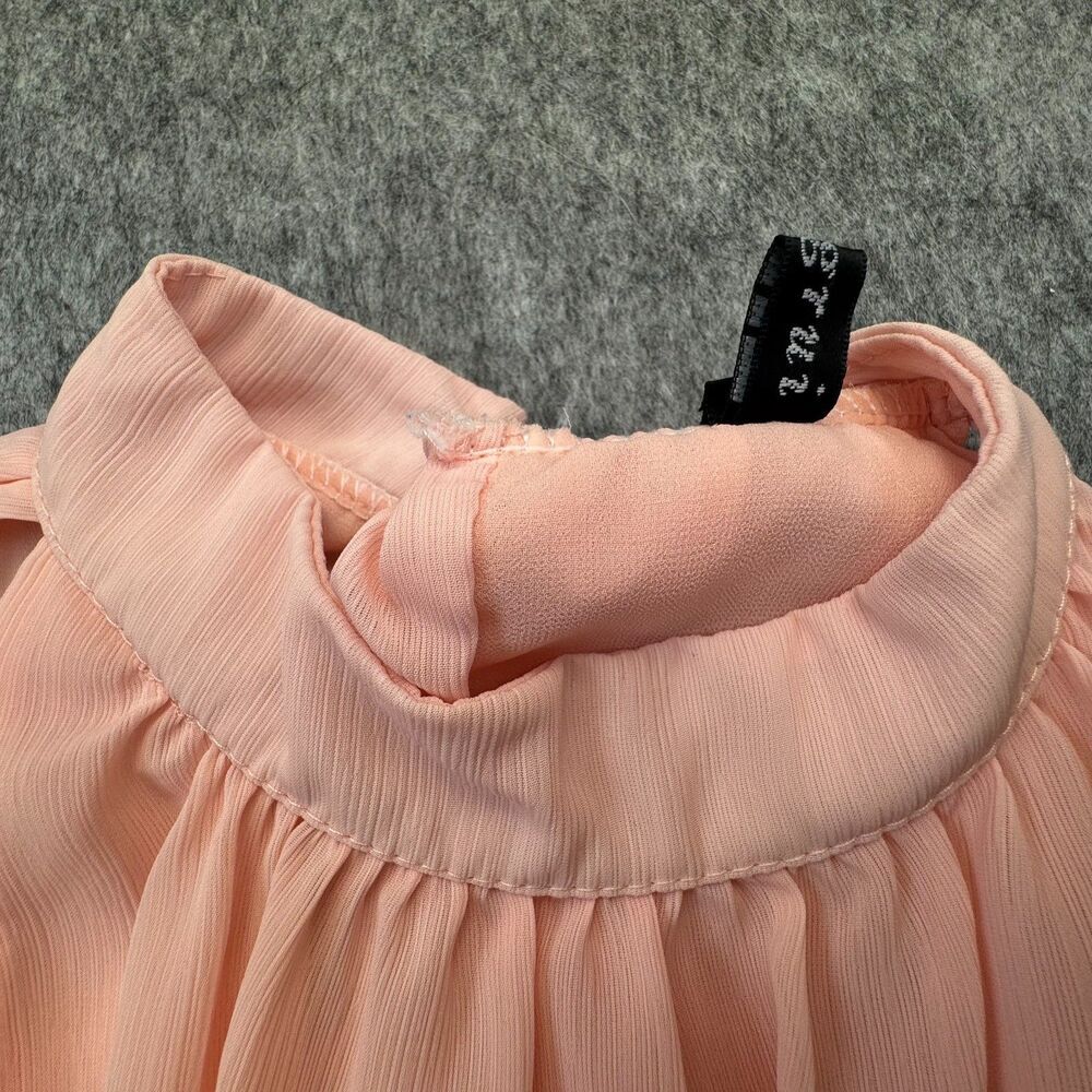 Hengrui Top Sz S Peach Lined Halter Neck Sleeveless Hook Eye Closure Flowy