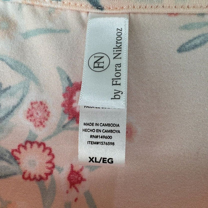 Flora Nikrooz Women Sz XL Pajama Top Peach Floral super soft short sleeve