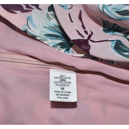 Falda midi Honey Punch talla M, estampado floral rosa, con forro
