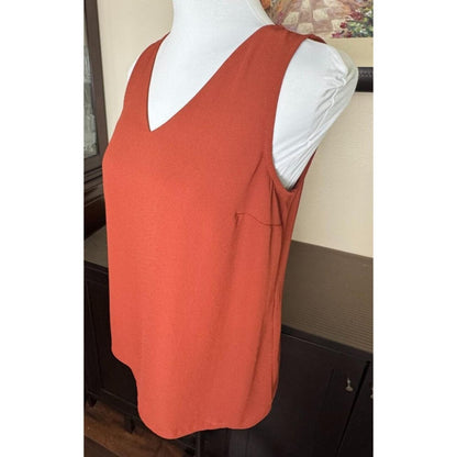 Nine West Top Sz XS Rust VNeck Sleeveless Layering Career