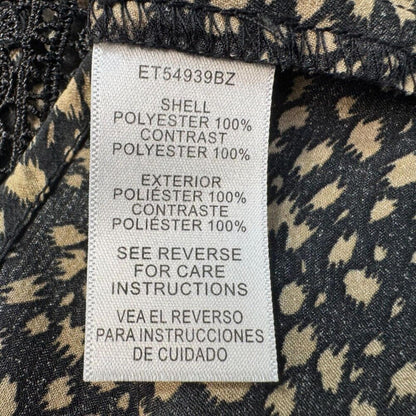 En Creme Tank Cami Top Sz S Deep V-Neck Criss Cross Strap Lace Animal Print