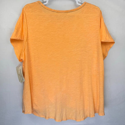 Rewind Top Sz 3X Orange Crochet Trim Boat Neck Front Knot Short Sleeved