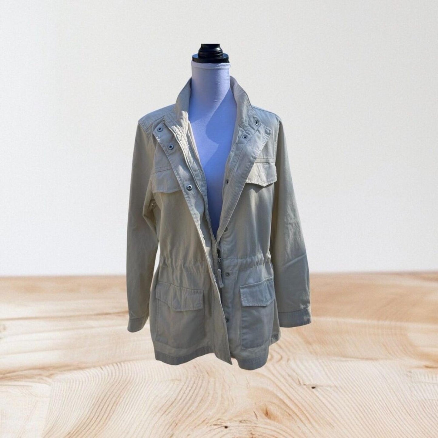 GAP Women Utility Jacket New Ivory Size L Drawstring Waist