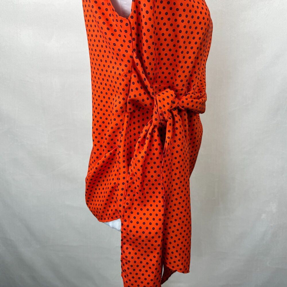 Ann Taylor Top Sz XXSP Orange Polka Dot Side Ruche and Tie Boat Neck Sleeveless