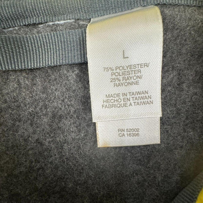 Women’s Gray Fleece Hoodie L Yellow Lined Hood 1/4 Zip Kangaroo Pocket